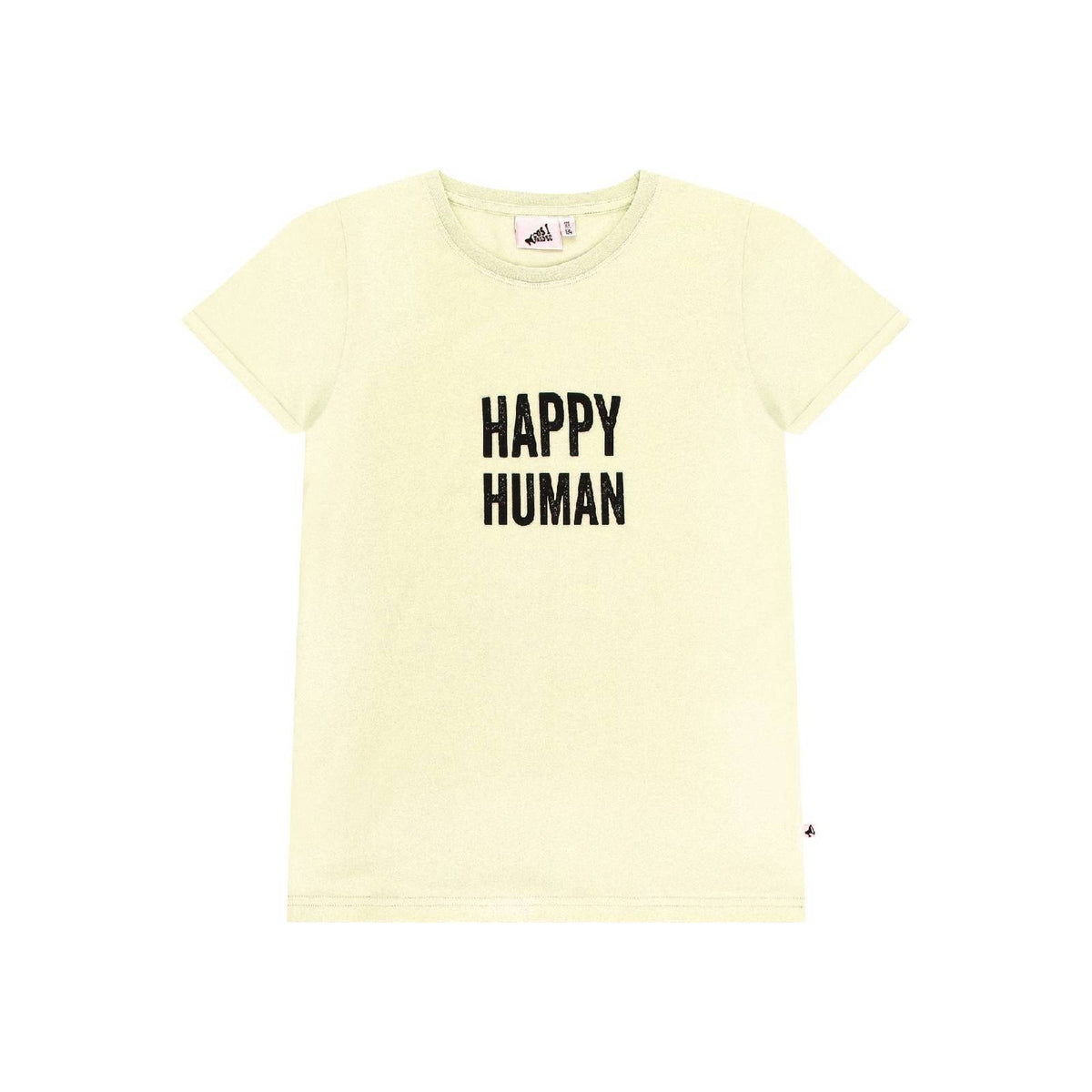 Unisex T-Shirt by Cos I Said So in high quality Organic Cotton. T-shirt with caption Happy Human is shown in the color Anise Flower.