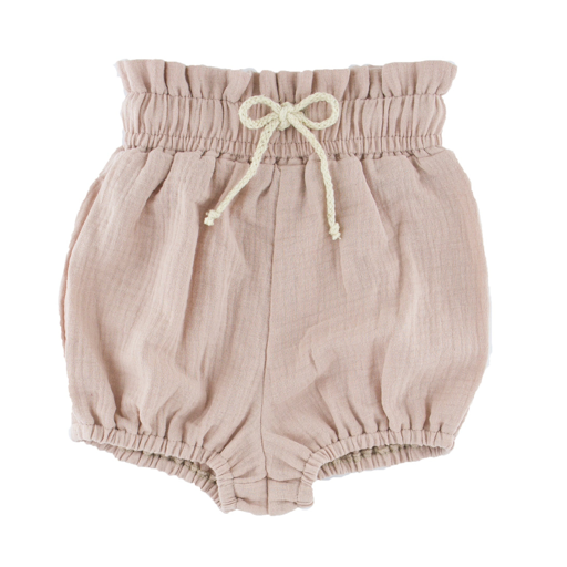 Baby Girl Bloomer by LES VEDETTES in high quality Muslin Cotton. Bloomers are shown in the colour Soft Pink.