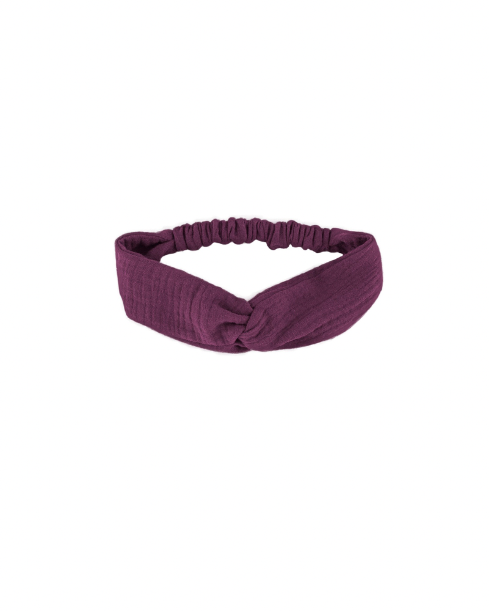 Girls Twisted Headband by Les Vedettes in Muslin Cotton, shown in the color Aubergine.