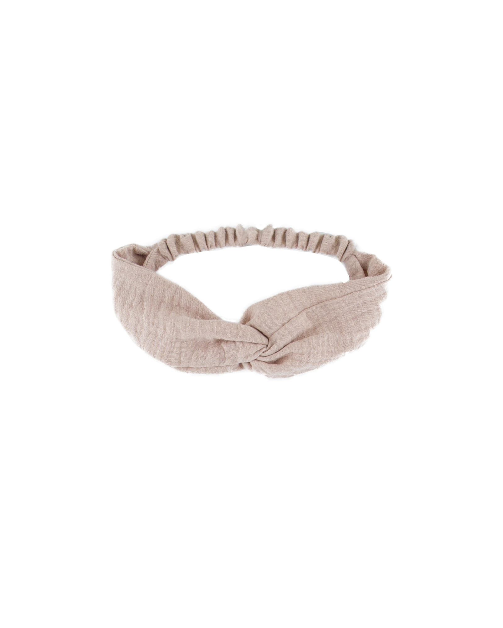 Girls Twisted Headband by Les Vedettes in Muslin Cotton, shown in the color Soft Pink.