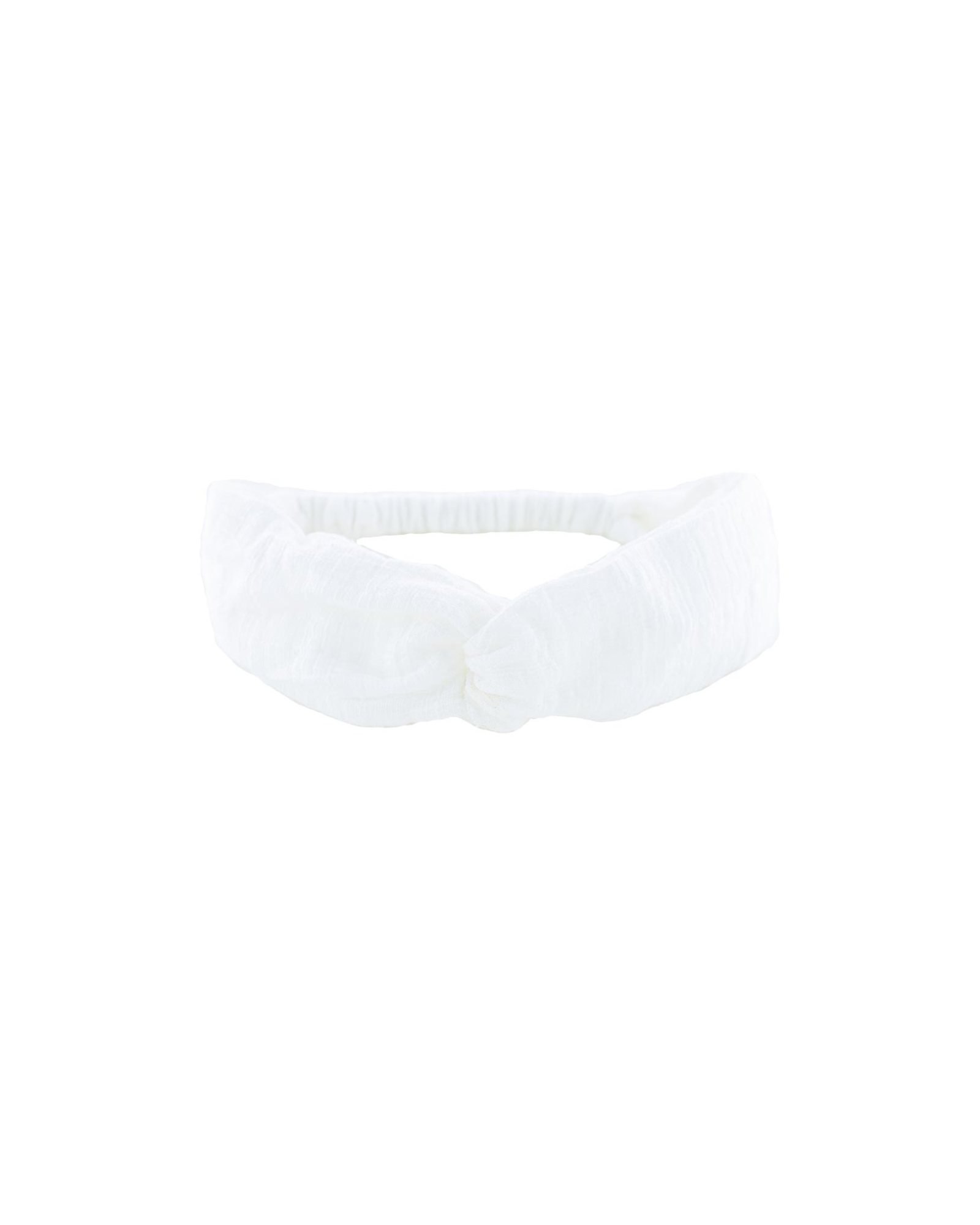 Girls Twisted Headband by Les Vedettes in linen baby cotton, shown in the color White.