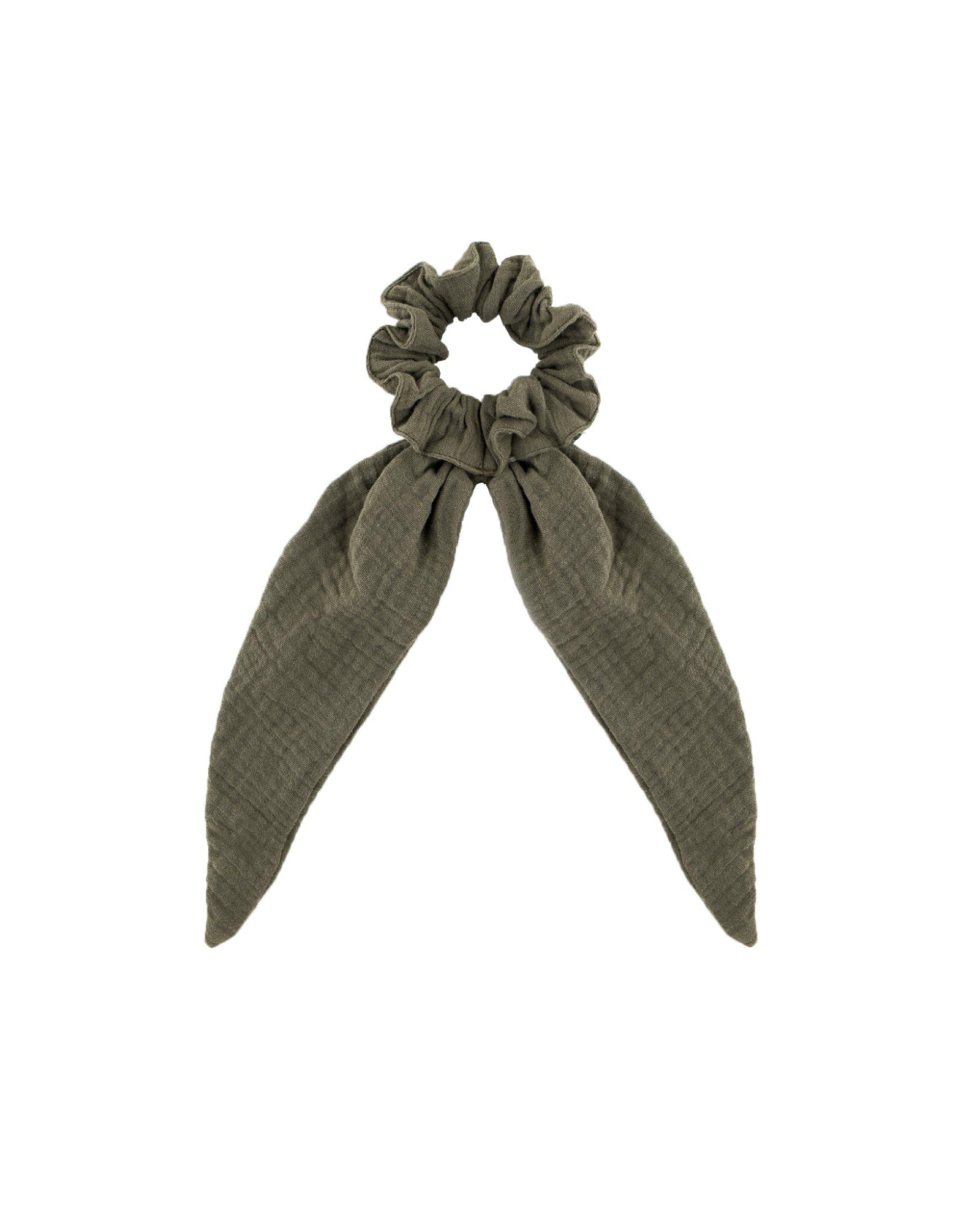 Girls Scrunchie Long by Les Vedettes in high quality Muslin Cotton, shown in the color Soft Khaki Green