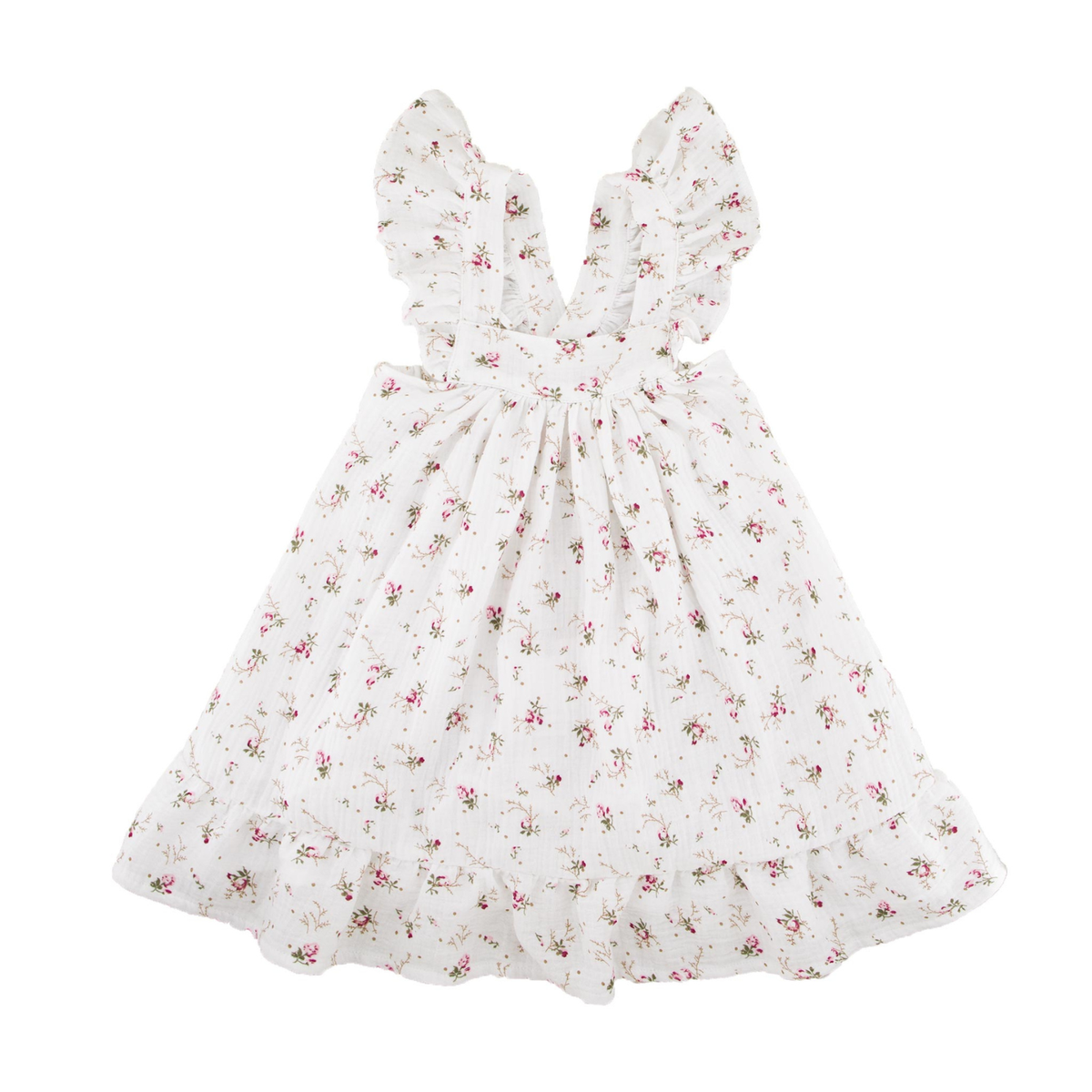 Girls Dress by Les Vedettes in high quality Muslin Cotton. The dress is shown in Wildflower.