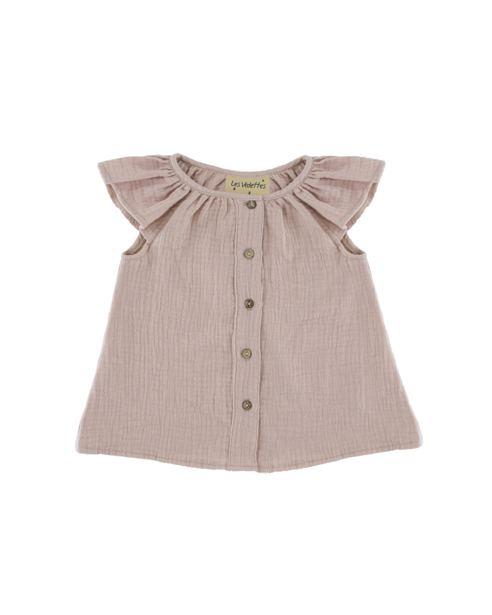 girls blouse Lilou in soft pink by Les Vedettes in high quality muslin cotton