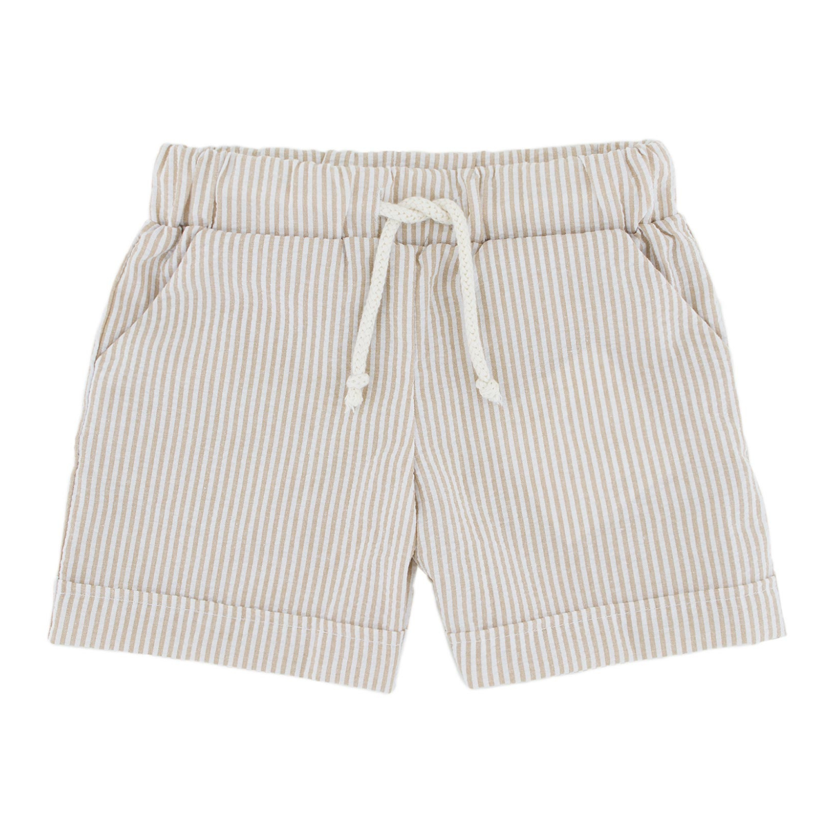 boys shorts Julian by Les Vedettes in stripes beige white seersucker