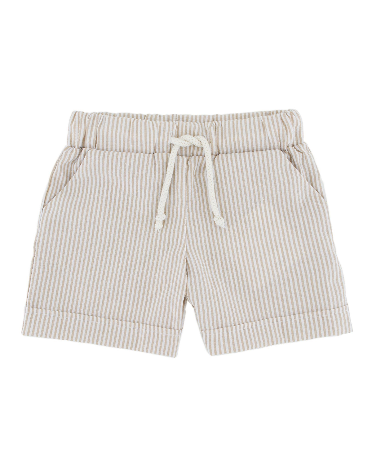boys shorts Julian by Les Vedettes in stripes beige white seersucker