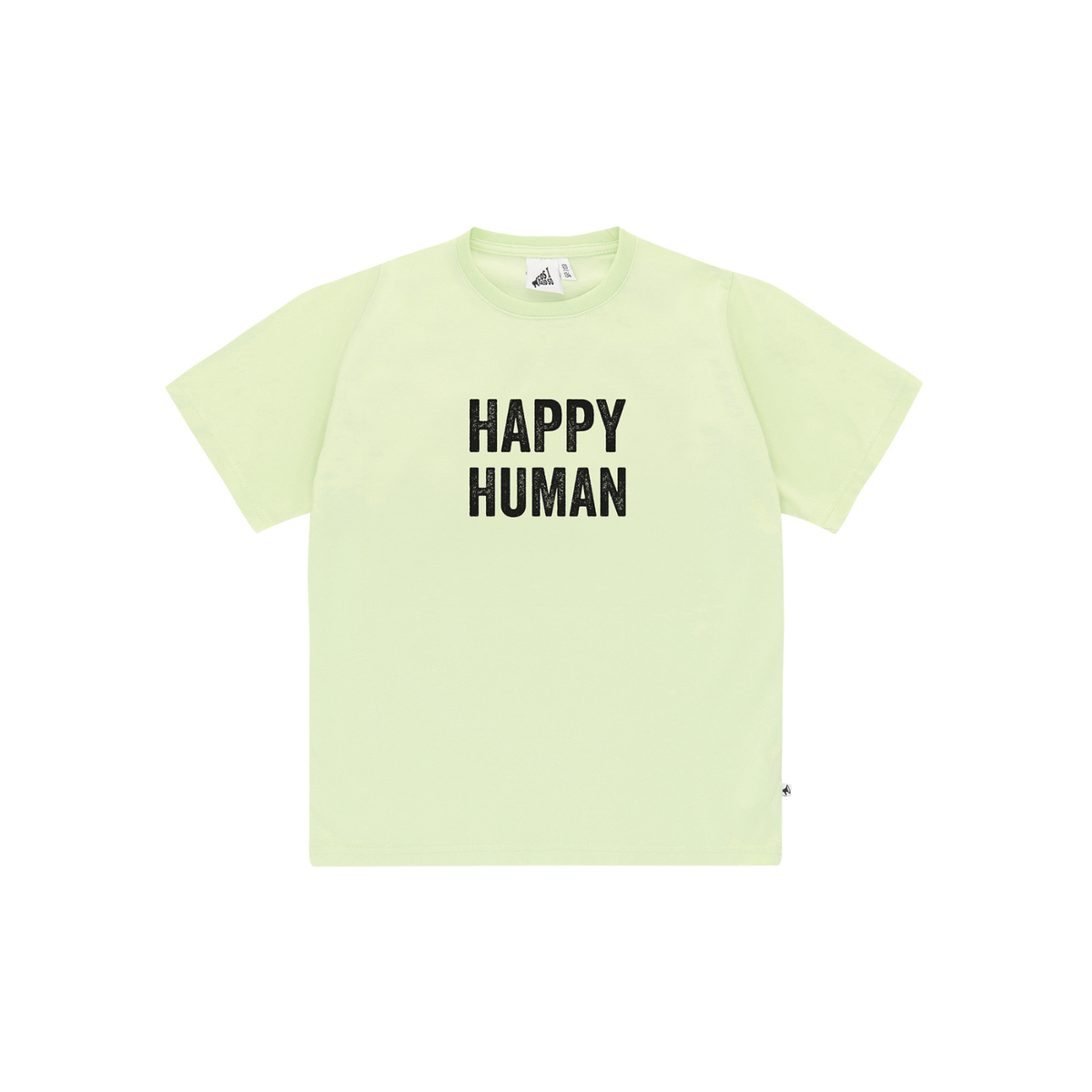 Unisex Happy Human T-Shirt by Cos-I-Said-So in high quality Organic Cotton. T-Shirt shown in the color Lime Cream.