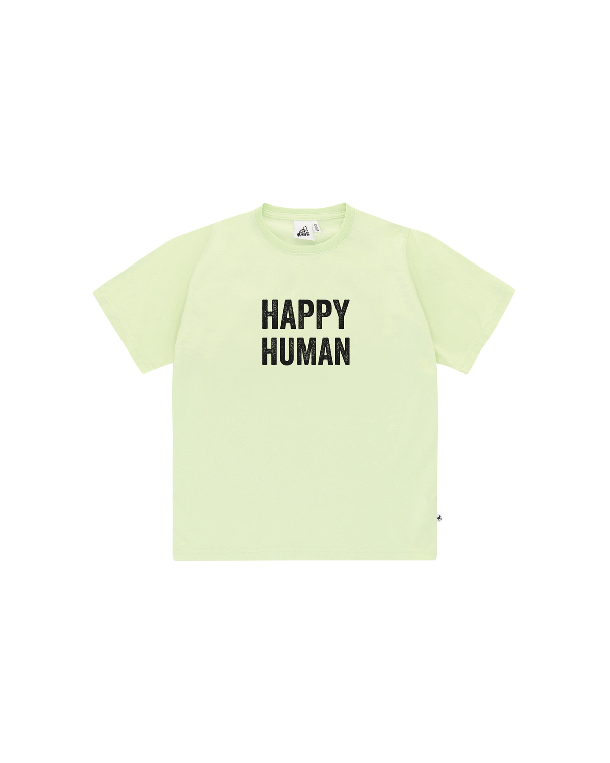 Unisex Happy Human T-Shirt by Cos-I-Said-So in high quality Organic Cotton. T-Shirt shown in the color Lime Cream.