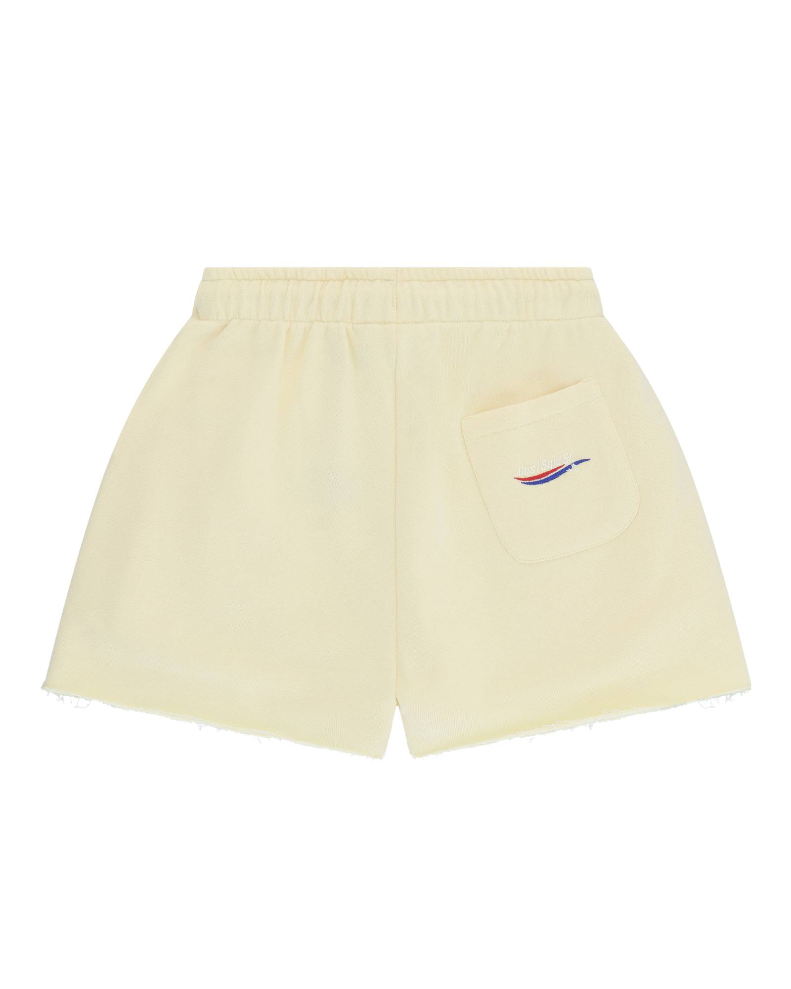 girls cut off jog shorts in cornhusk by Cos I Said So in high quality organic cotton with a pcoket from the back