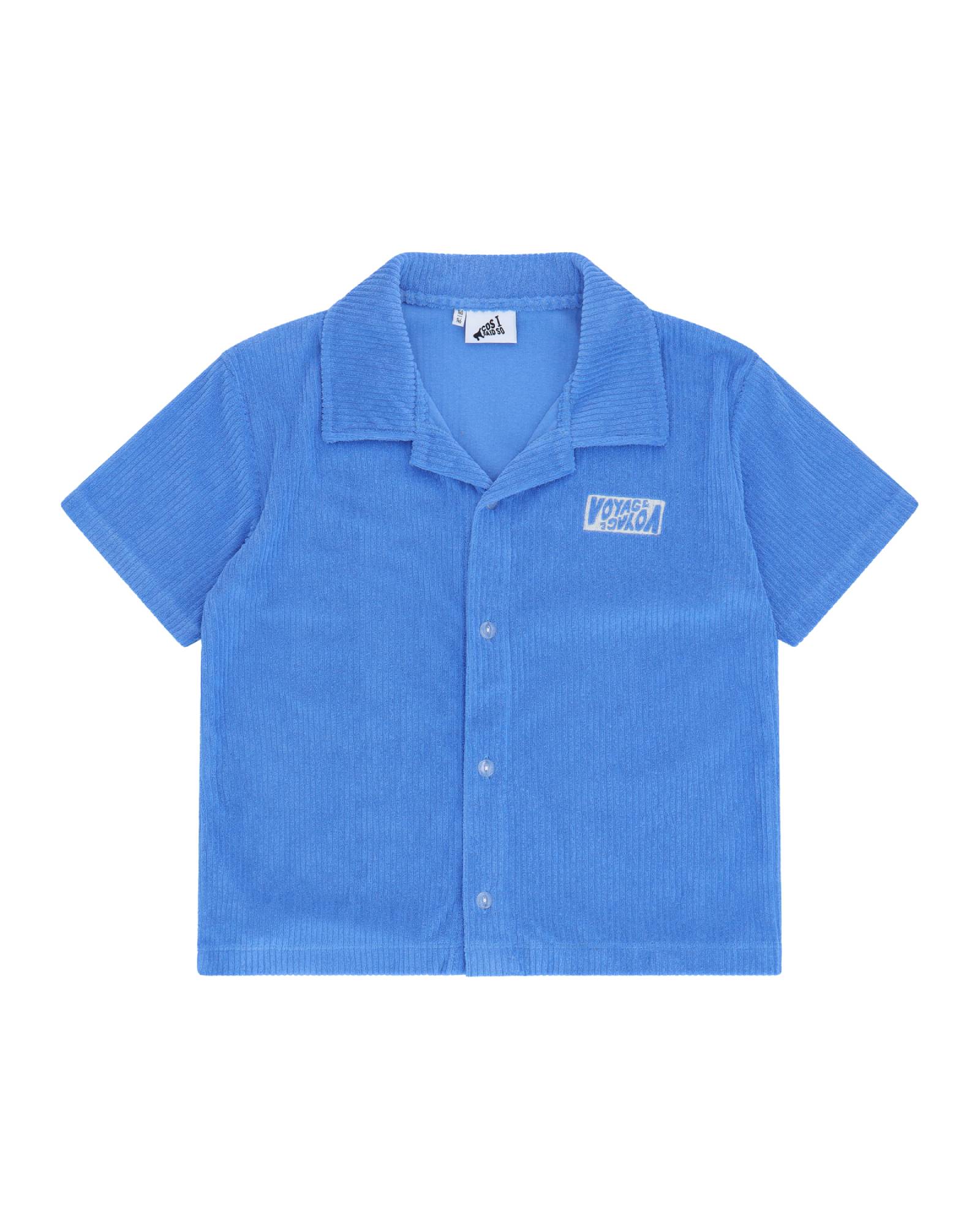boys shirt by Cos I Said So in blue towel terry