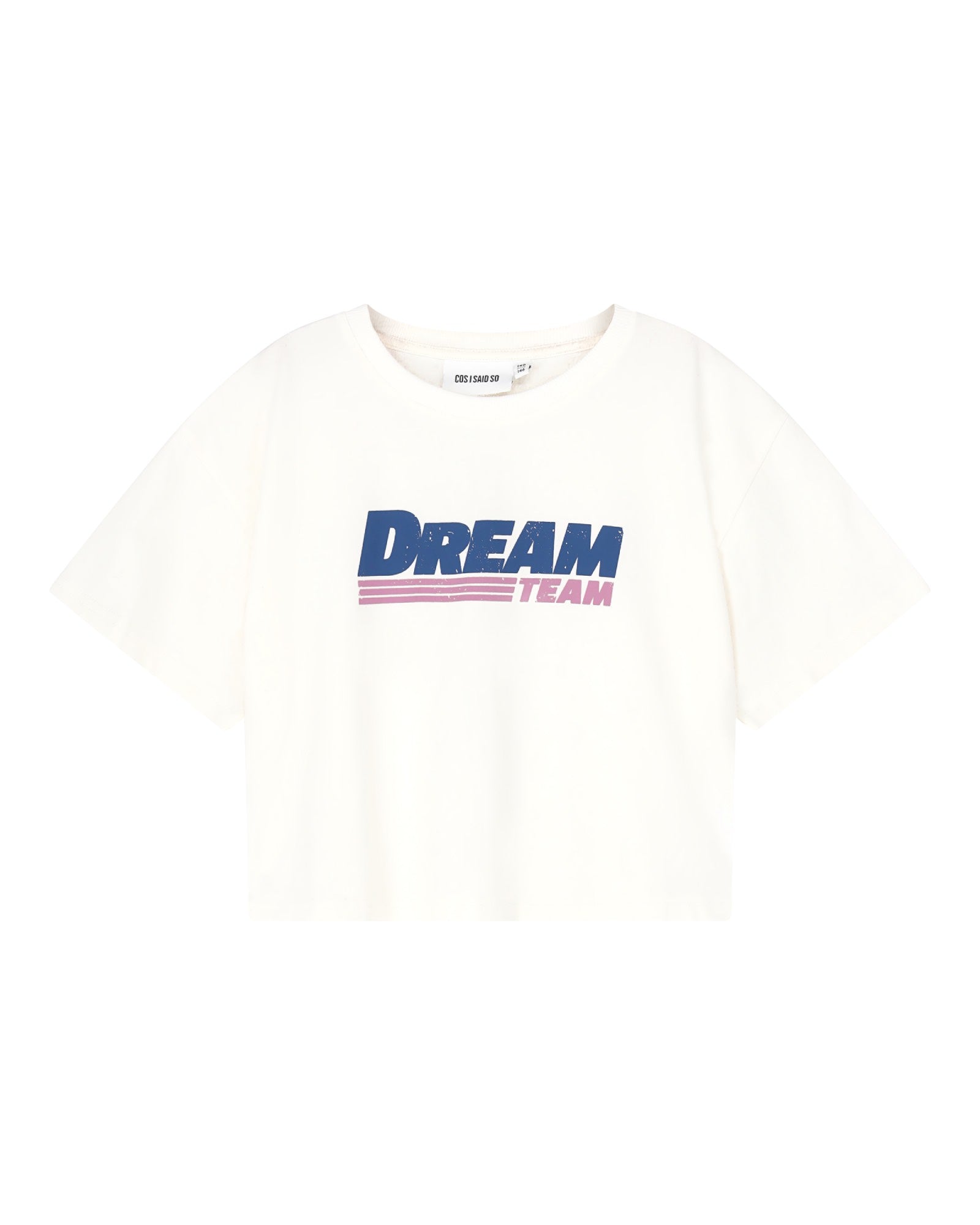 girls crop t-shirt dream team in offwhite organic cotton by cos I said so - front view