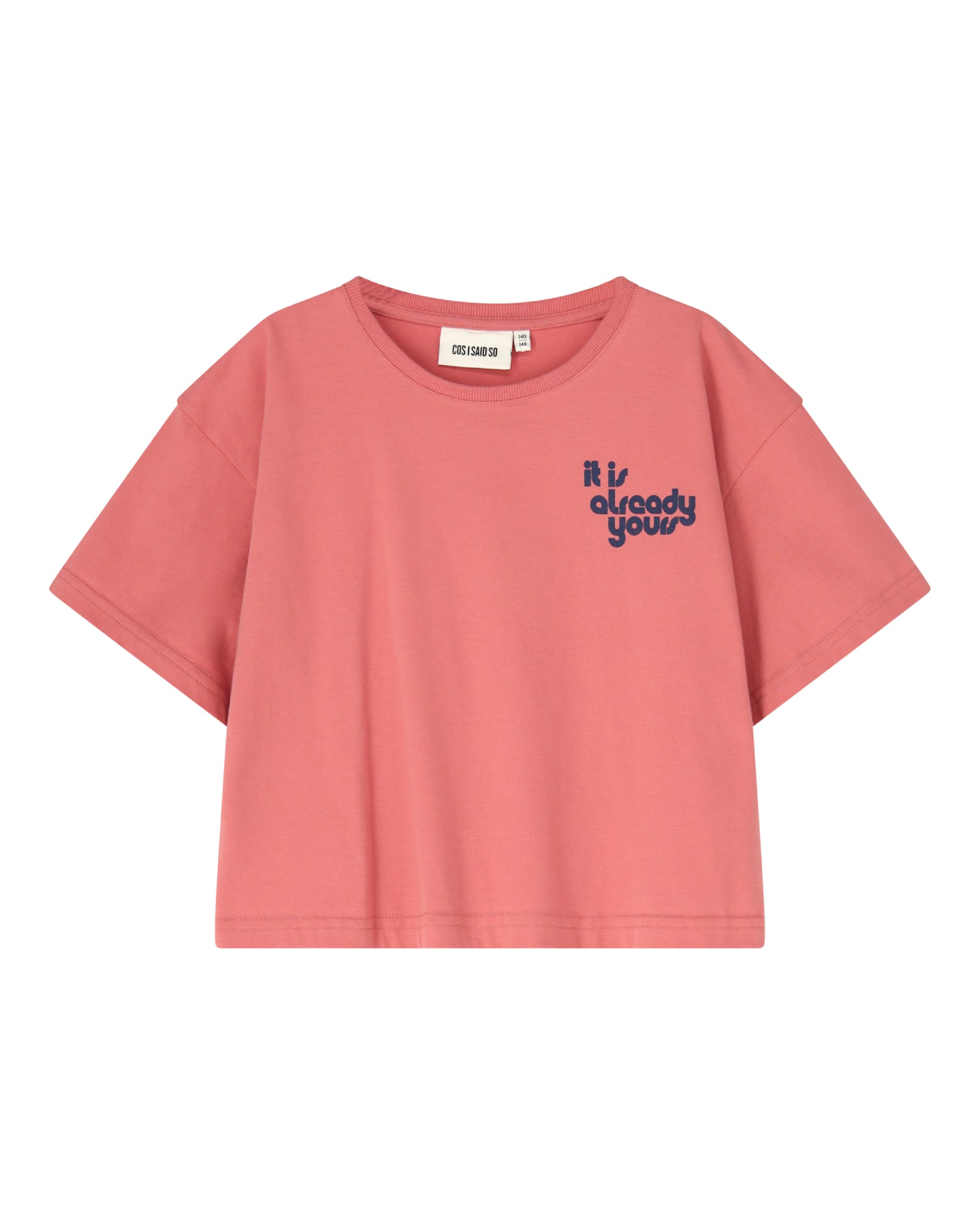 girls crop t-shirt in rose pink in organic cotton by cos i said so