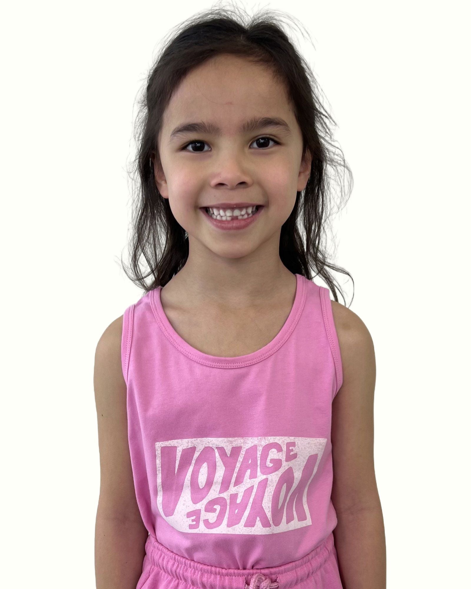 girl tank top voyage by Cos I Said So in fuchsia pink in high quality organic cotton