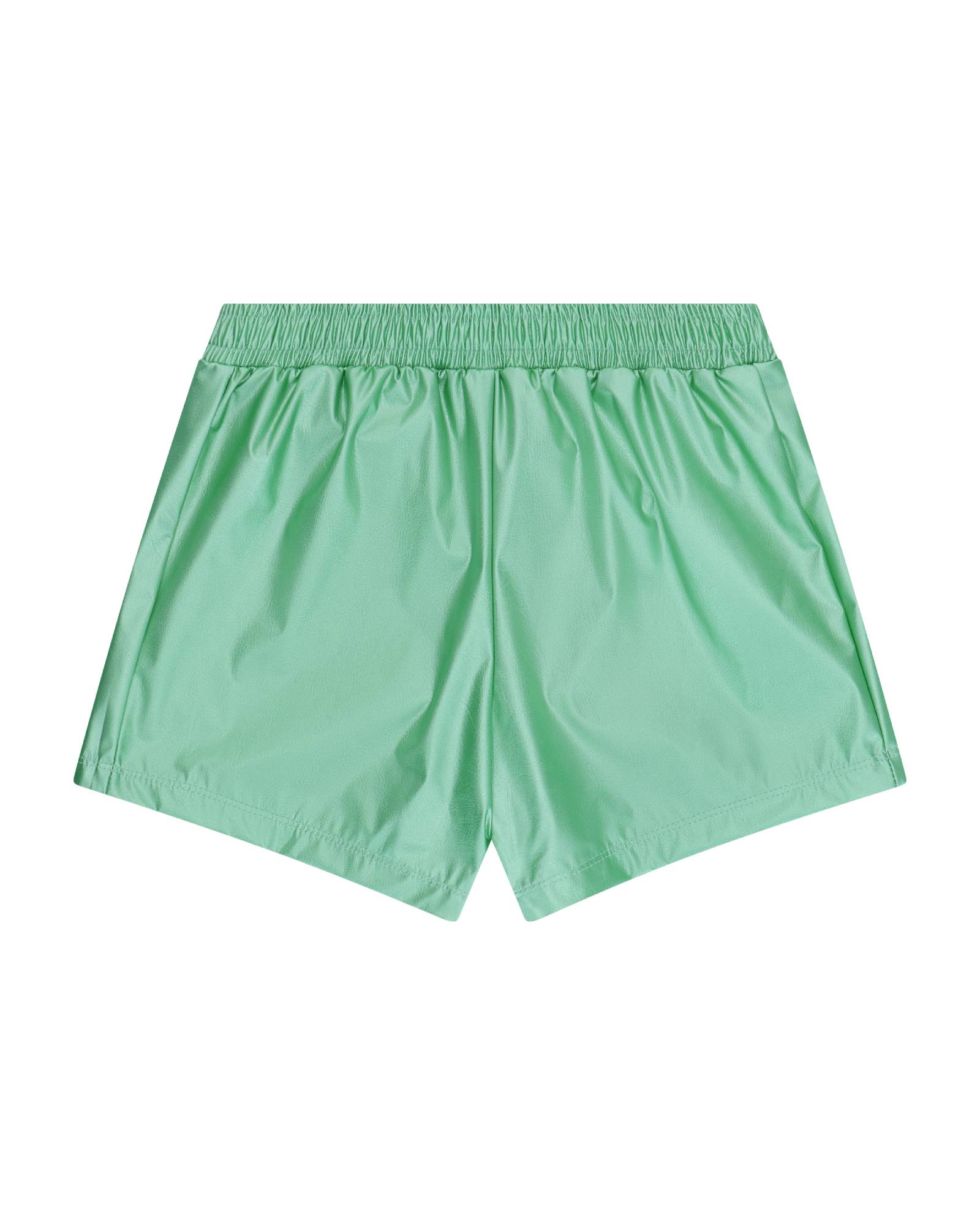 girs Shorts by cos i said so in the fabric vegan leather in the color lime green.