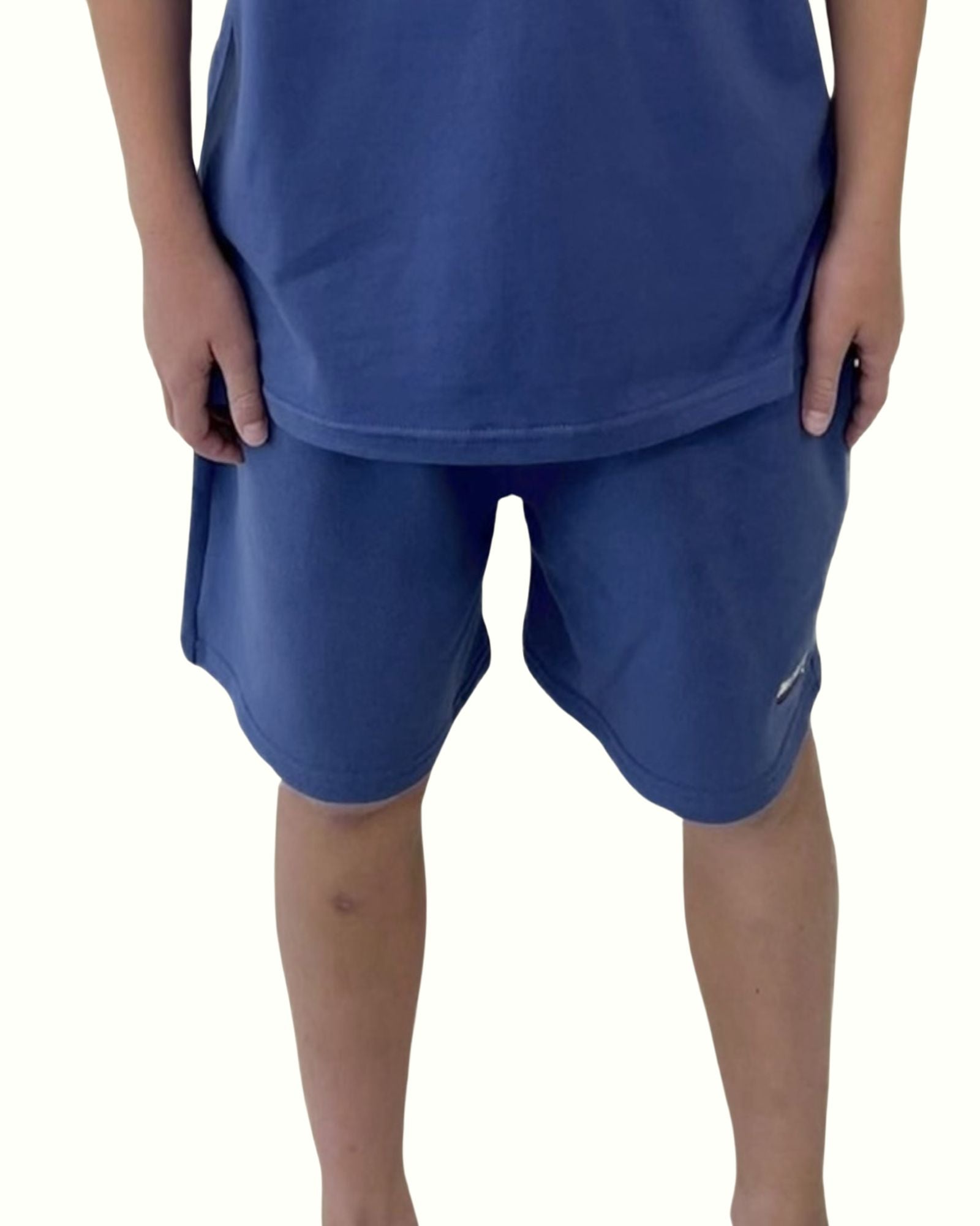 by model wearing the jog shorts by Cos I Said So in ultramarine blue