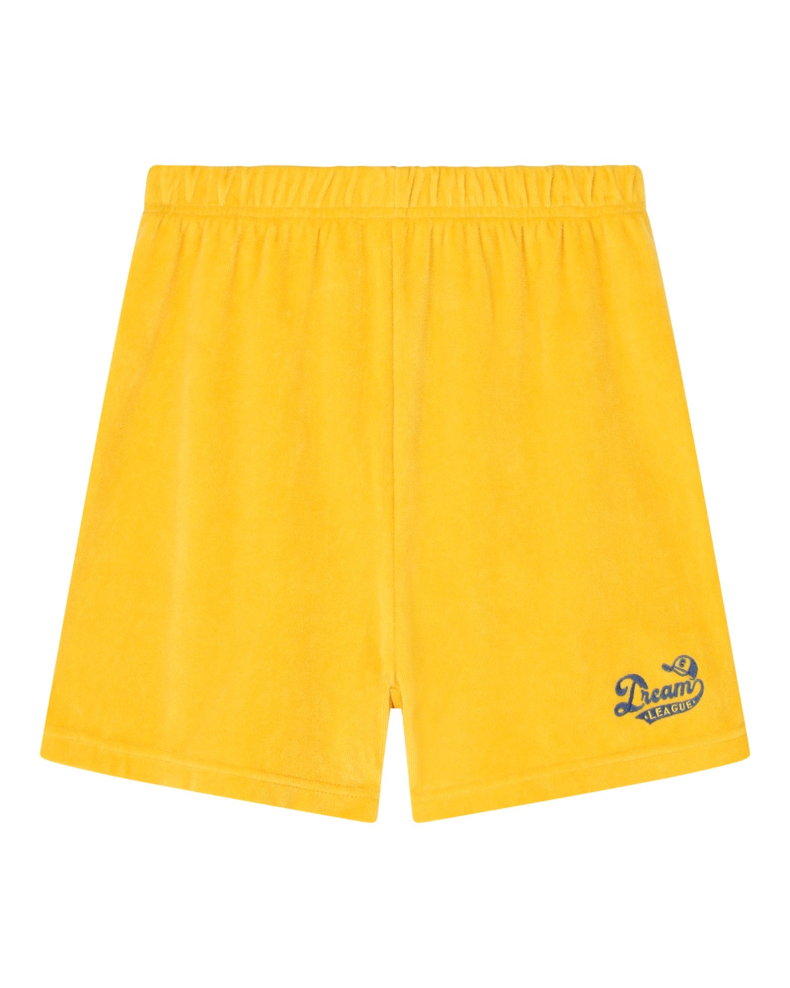 boys shorts dream team in organic towel terry cotton in bright mimosa yellow by cos I said so