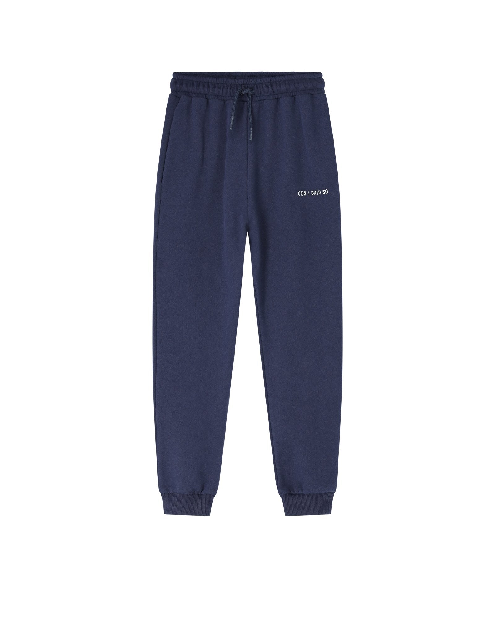 jog pants in maritime blue by Cos I Said So in organic cotton