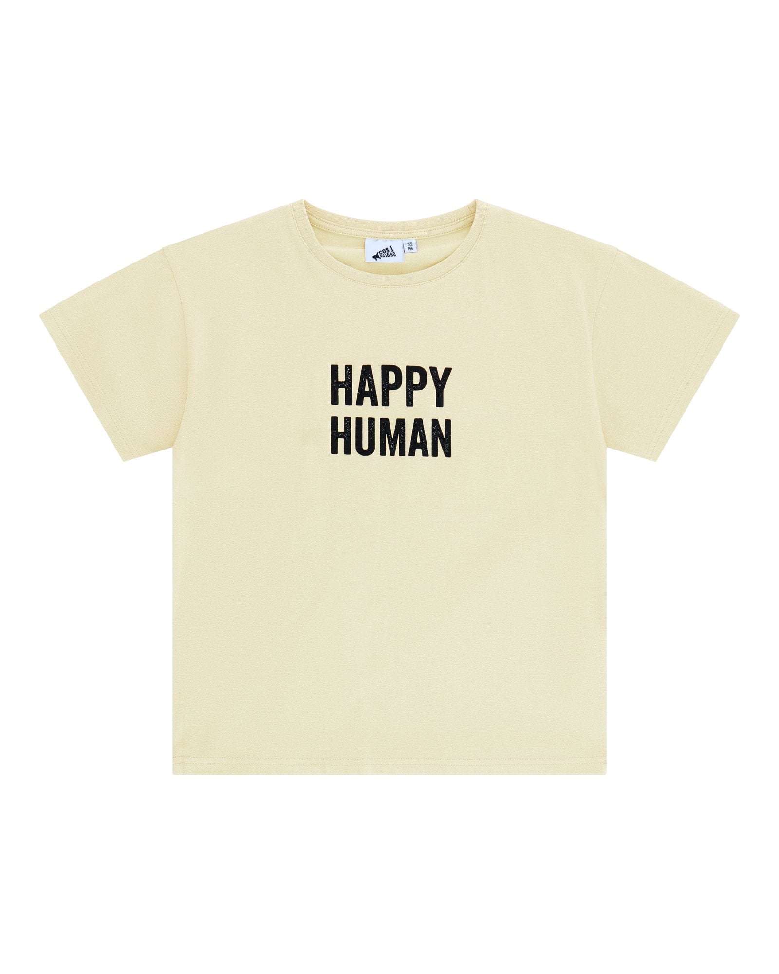 unisex happy human t-shirt by Cos I Said So in the color cornhusk in high quality gots certiefied organic cotton