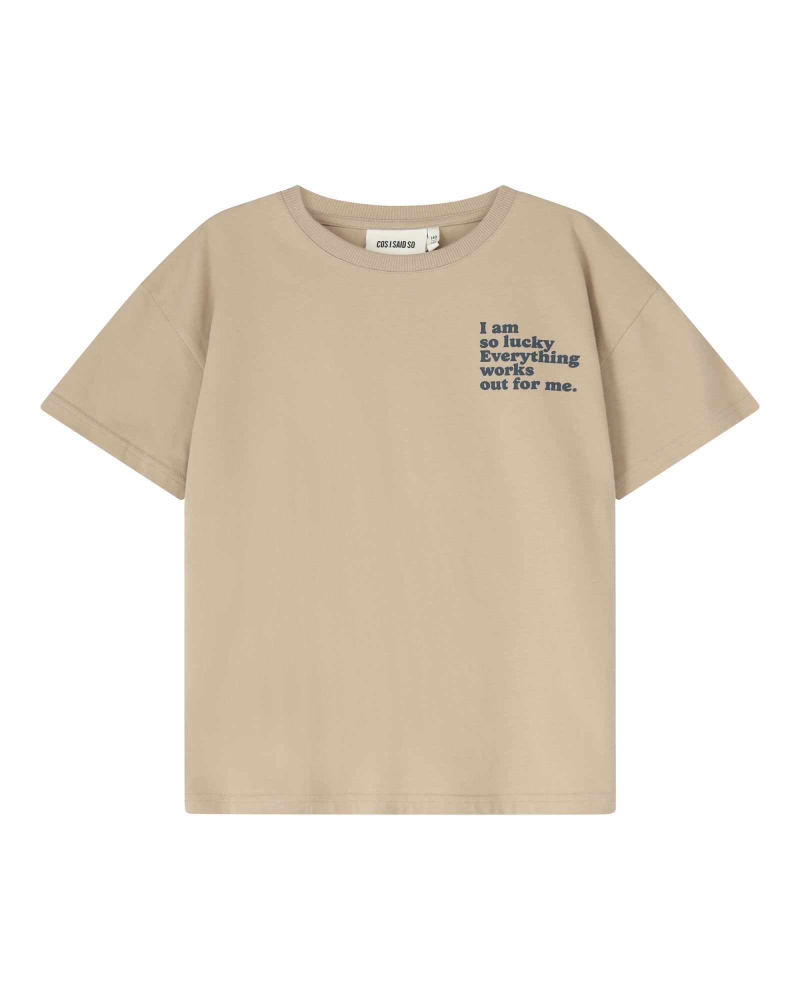 unisex lucky t-shirt by Cos I Said So in the color cashew beige in high quality gots certified organic cotton
