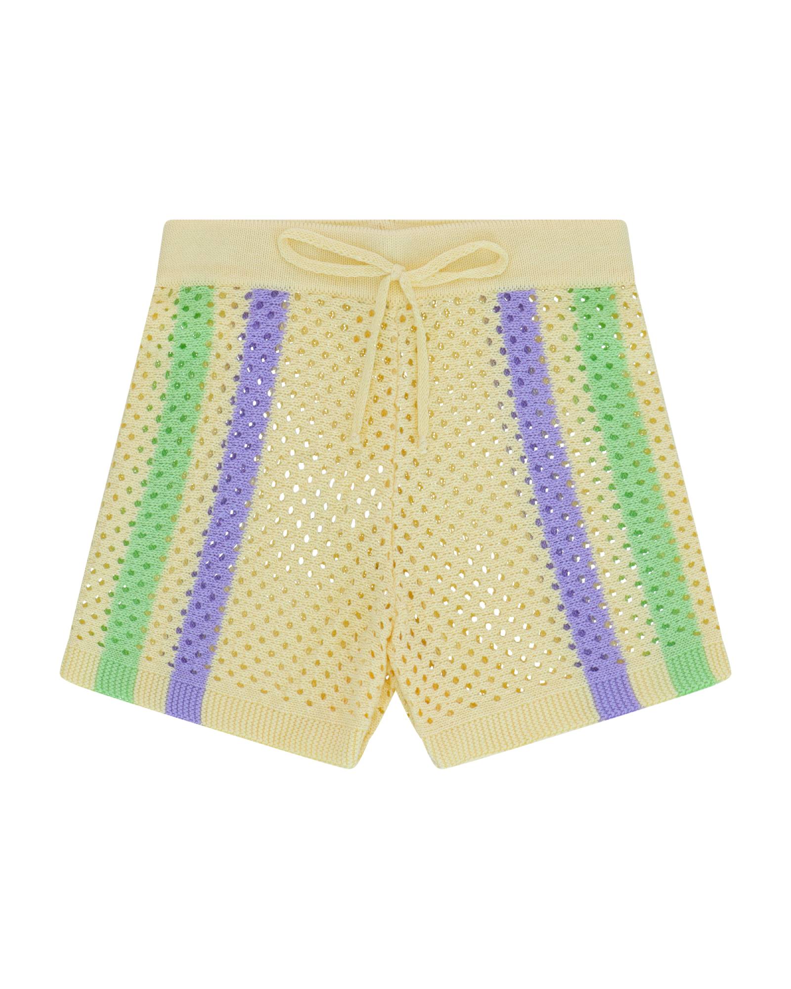 girls crocheted shorts, knitwear by cos i said so in the color anise yellow