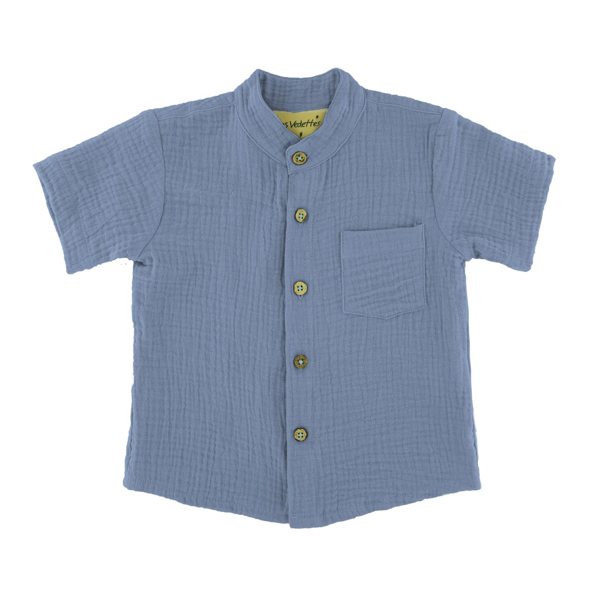 boys shirt Raphael by Les Vedettes in cloudy blue comes in high quality muslin cotton