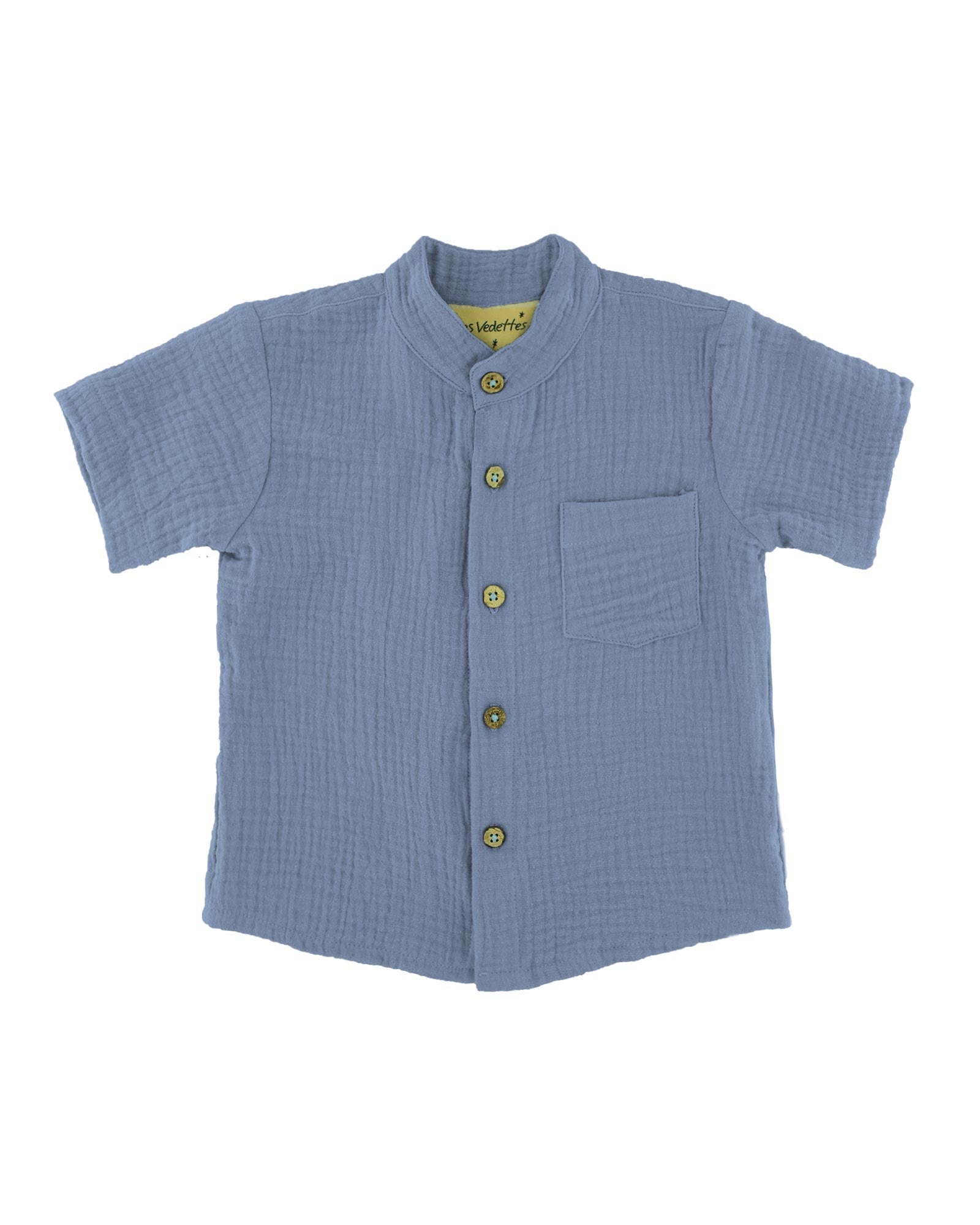boys shirt Raphael by Les Vedettes in cloudy blue comes in high quality muslin cotton