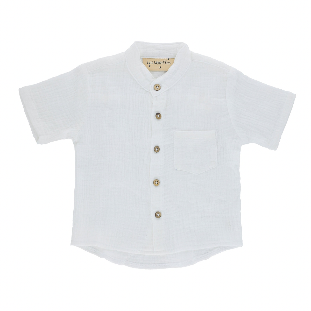 boys shirt Raphael by Les Vedettes in high quality muslin cotton and shown in the color white