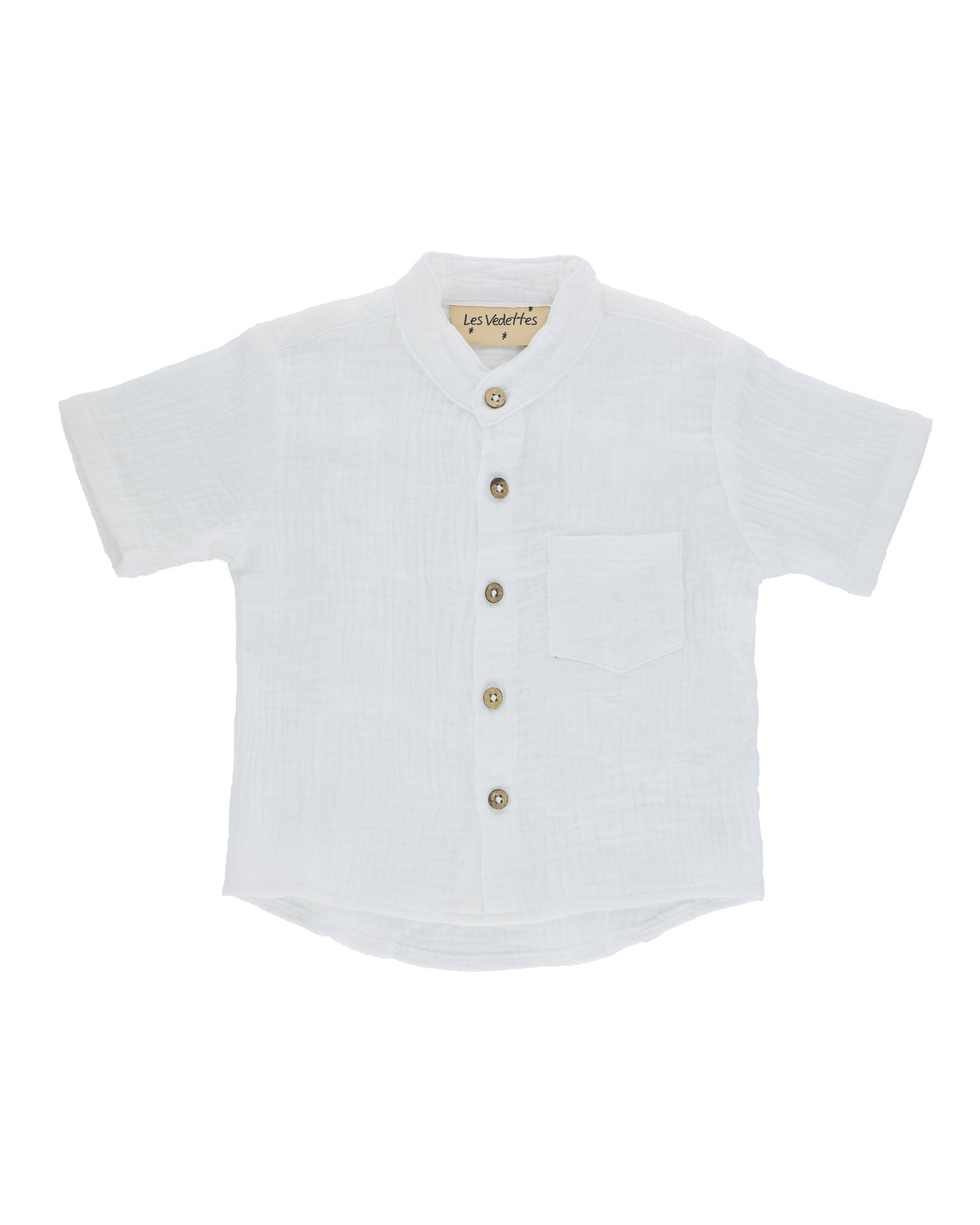 boys shirt Raphael by Les Vedettes in high quality muslin cotton and shown in the color white
