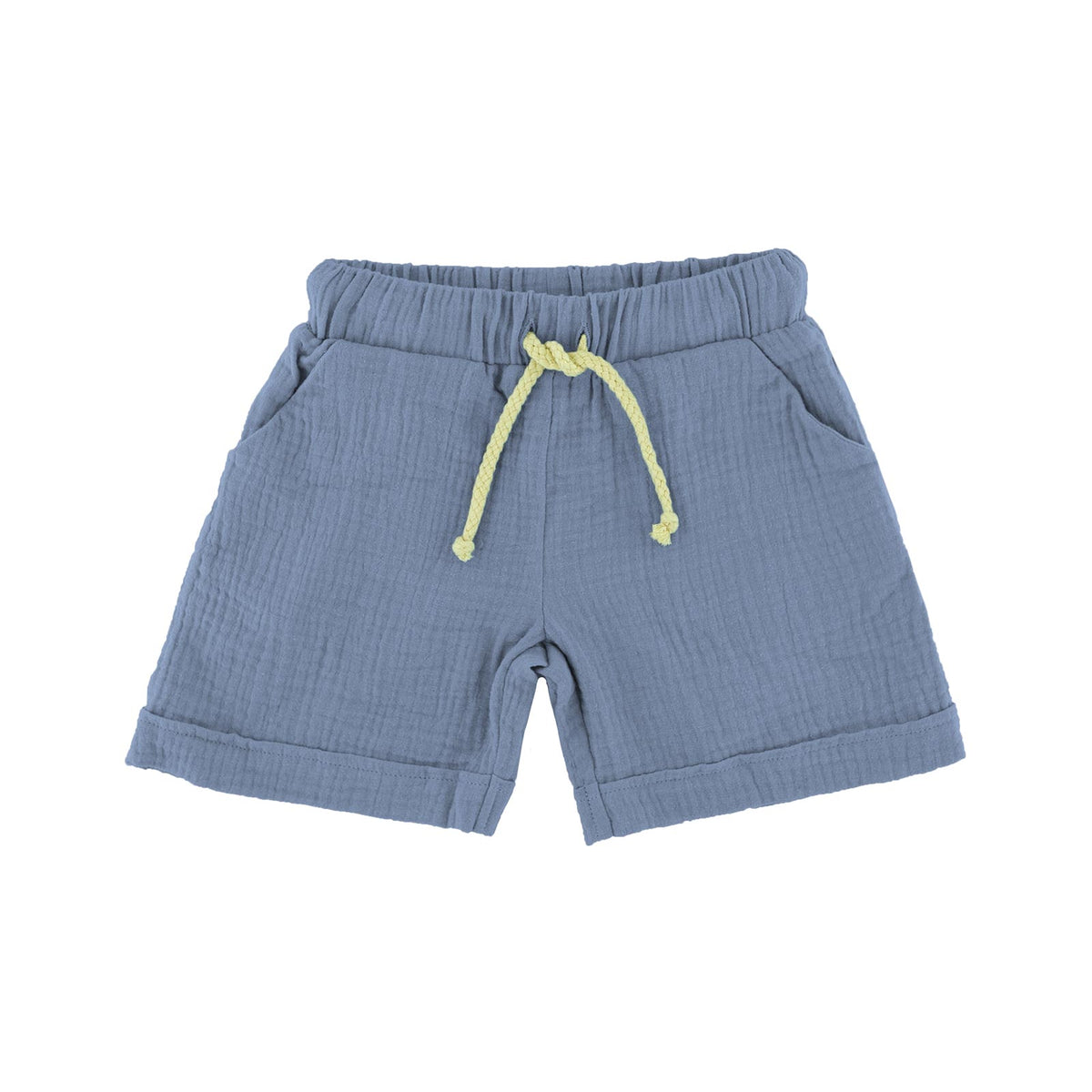 the Julian shorts by Les Vedettes in cloudy blue muslin cotton for boys