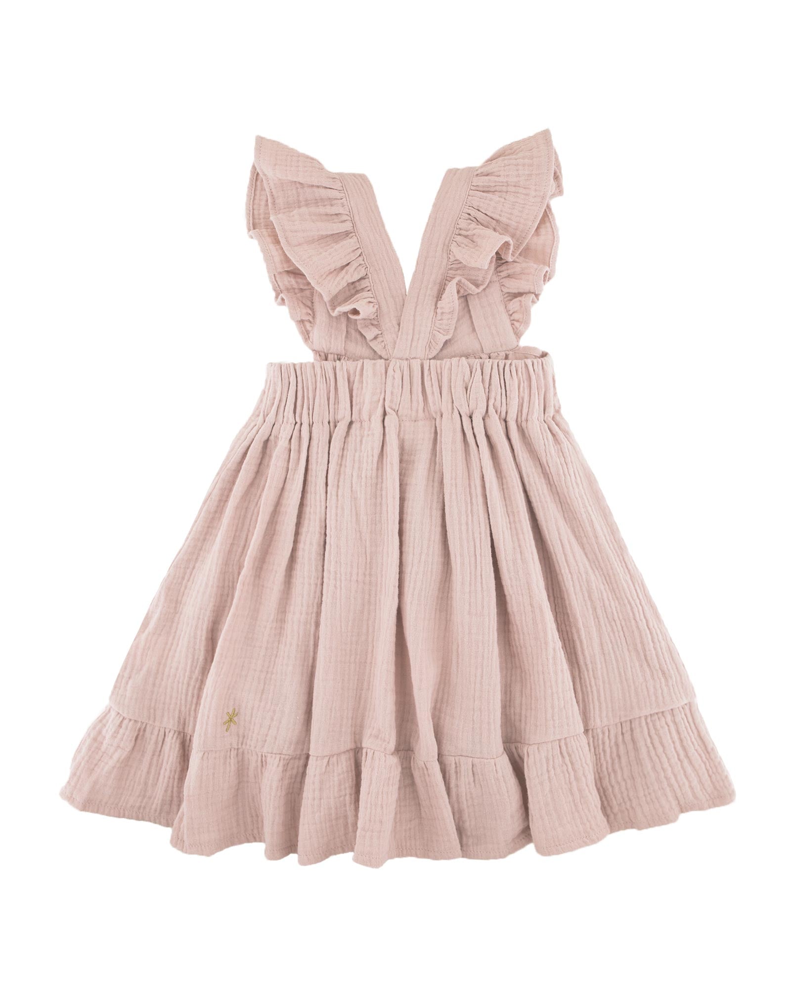 dress with frills by Les Vedettes in high quality muslin cotton in the color soft pink