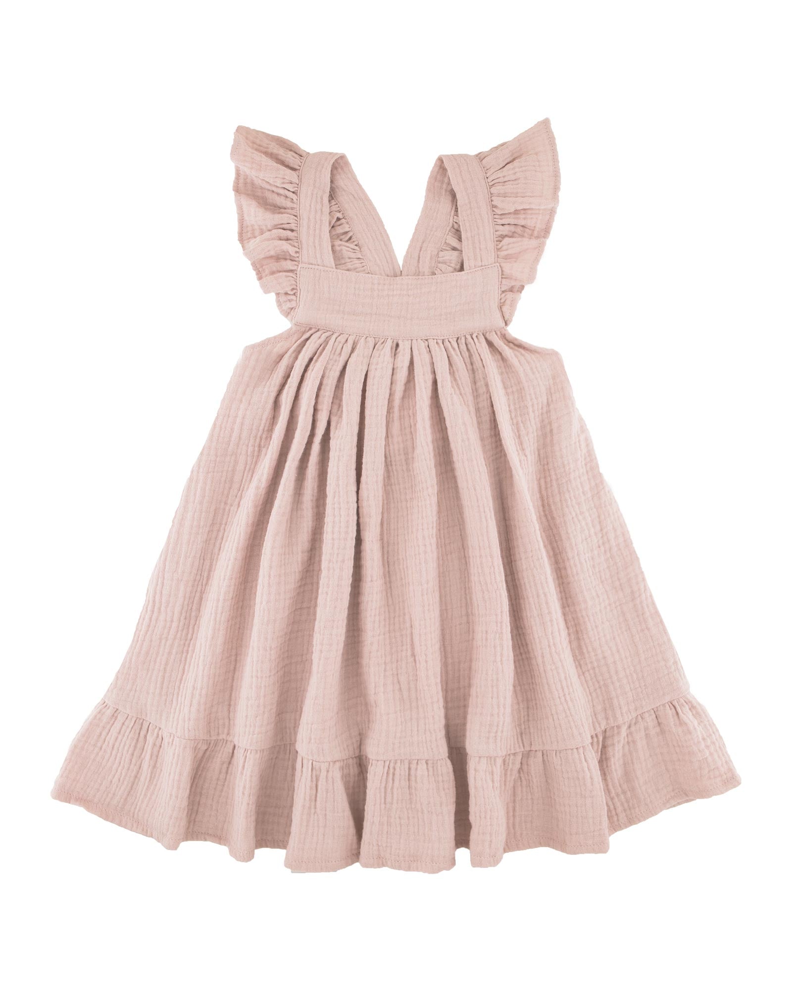 dress with frills by Les Vedettes in high quality muslin cotton in the color soft pink