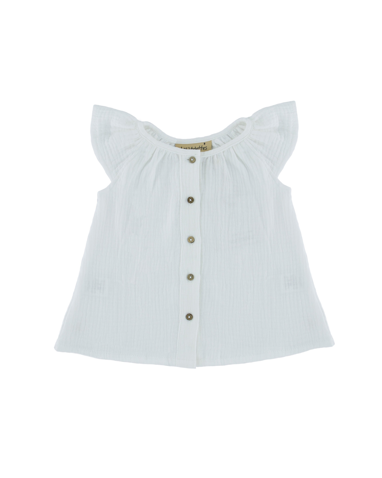 girls Lilou shirt in white by Les Vedettes in high quality muslin cotton