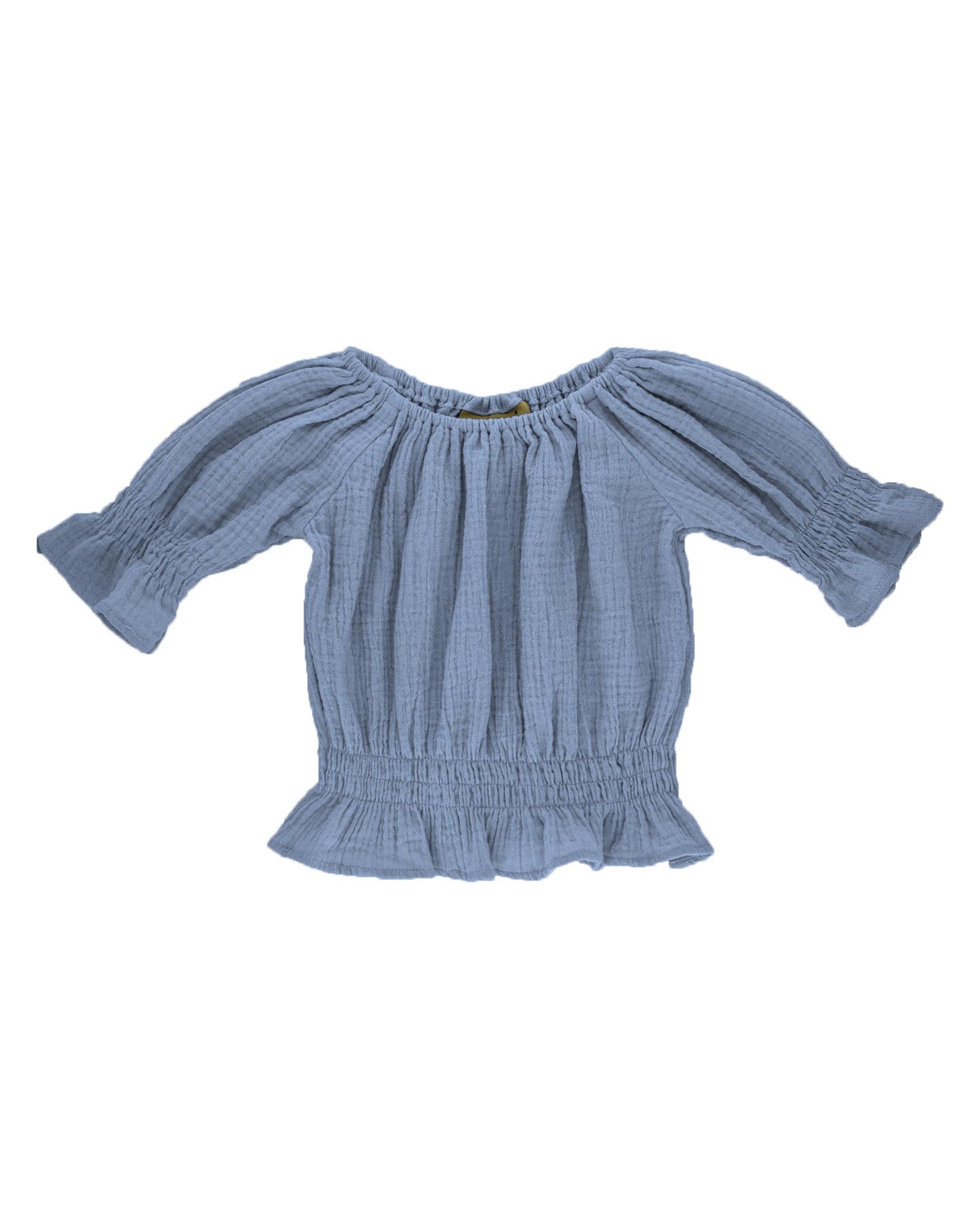 girls top Alexa by Les Vedettes comes in cloudy blue muslin cotton