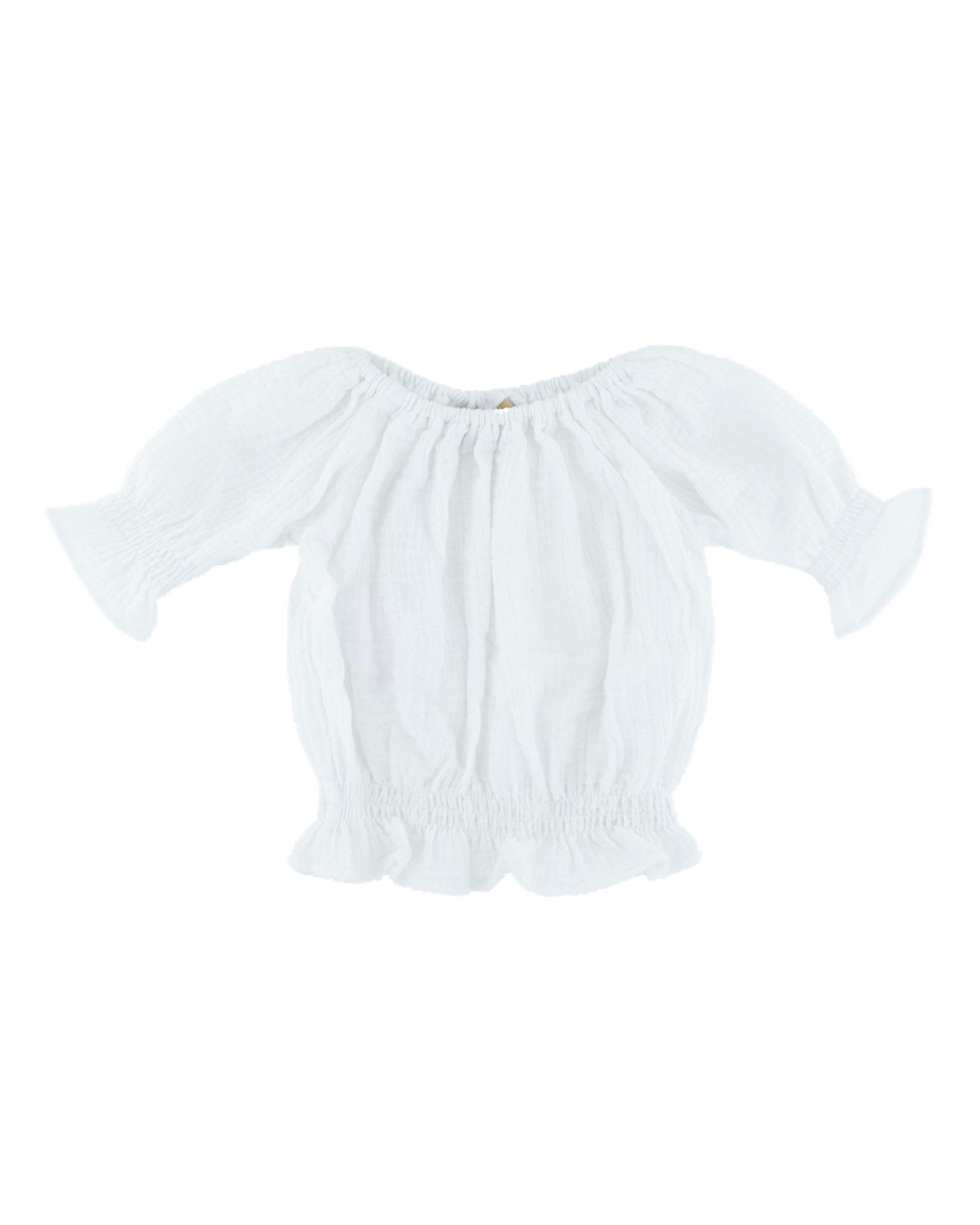 girls top Alexa comes in white muslin cotton by Les Vedettes