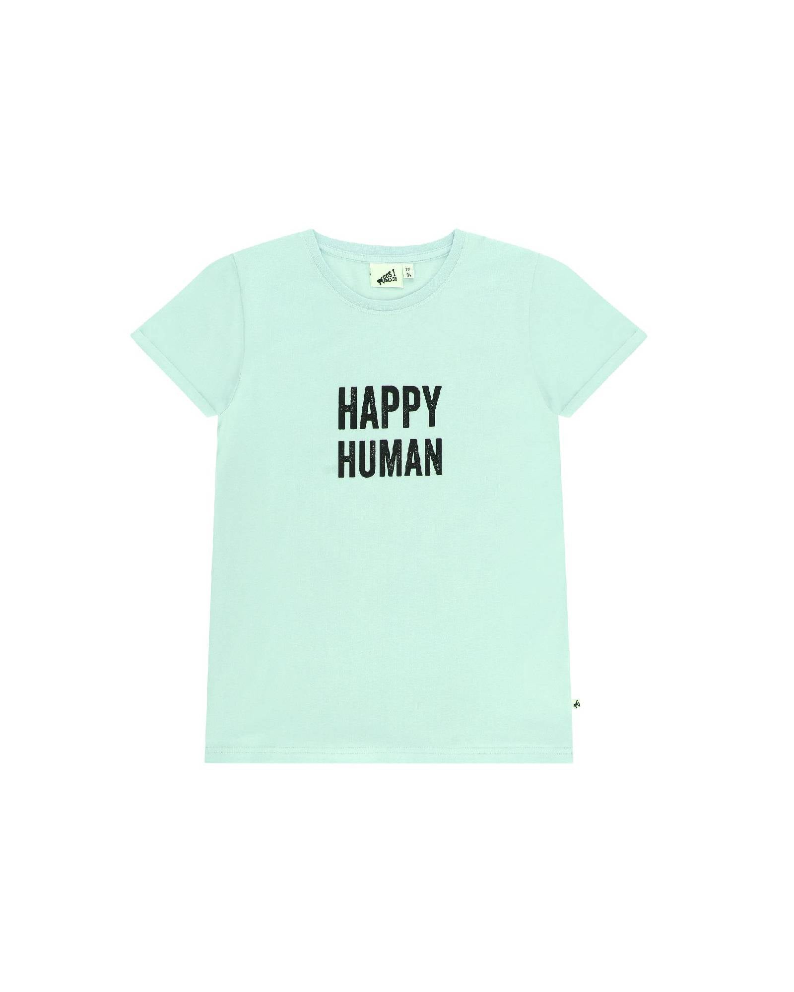 Unisex Happy Human t-shirt by Cos I Said So in aqua glass organic cotton