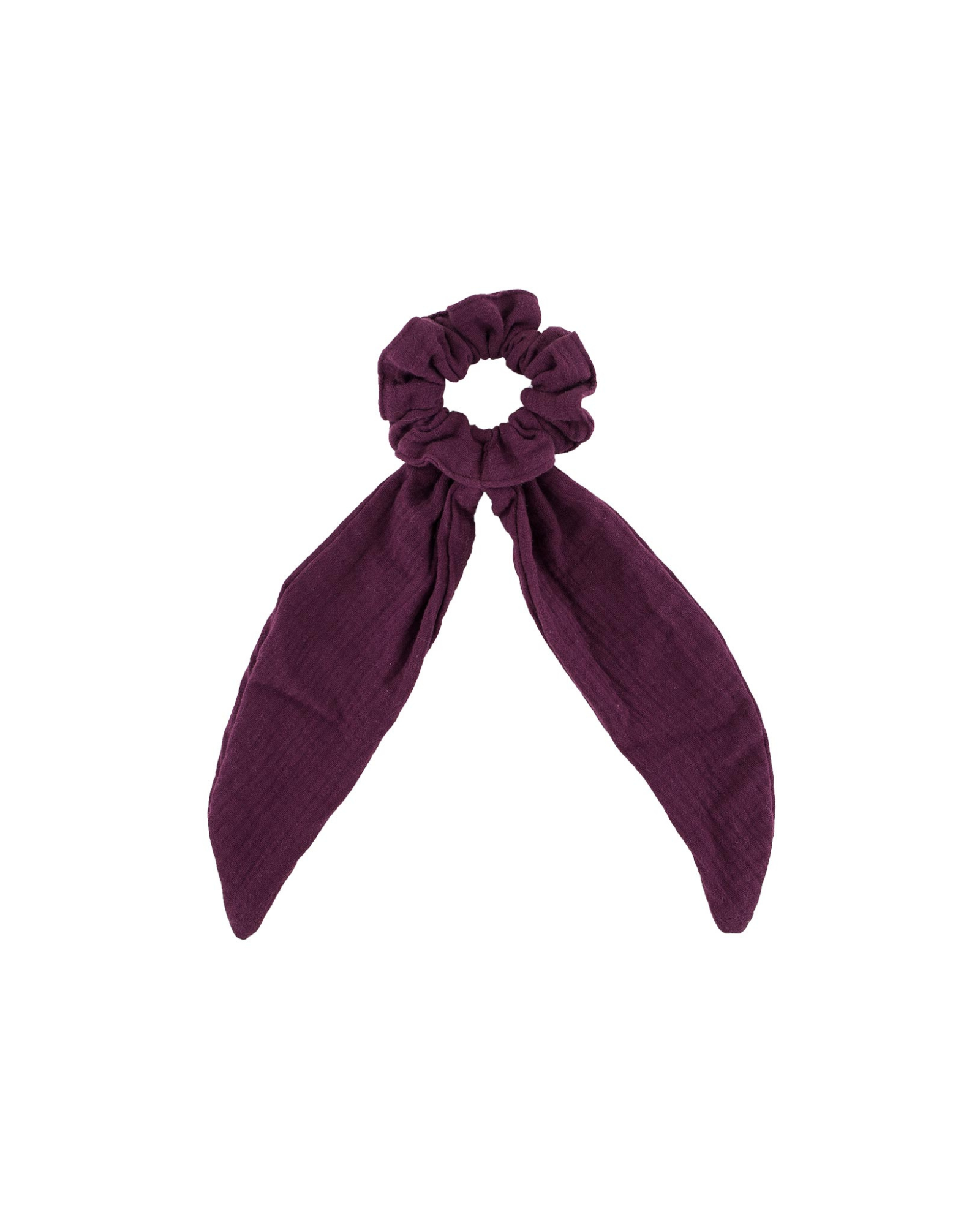 Girls Scrunchie Long by Les Vedettes in high quality Muslin Cotton, shown in the color Aubergine.