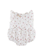 baby girl onesie by Les Vedettes in high quality muslin cotto is shown in wildflower