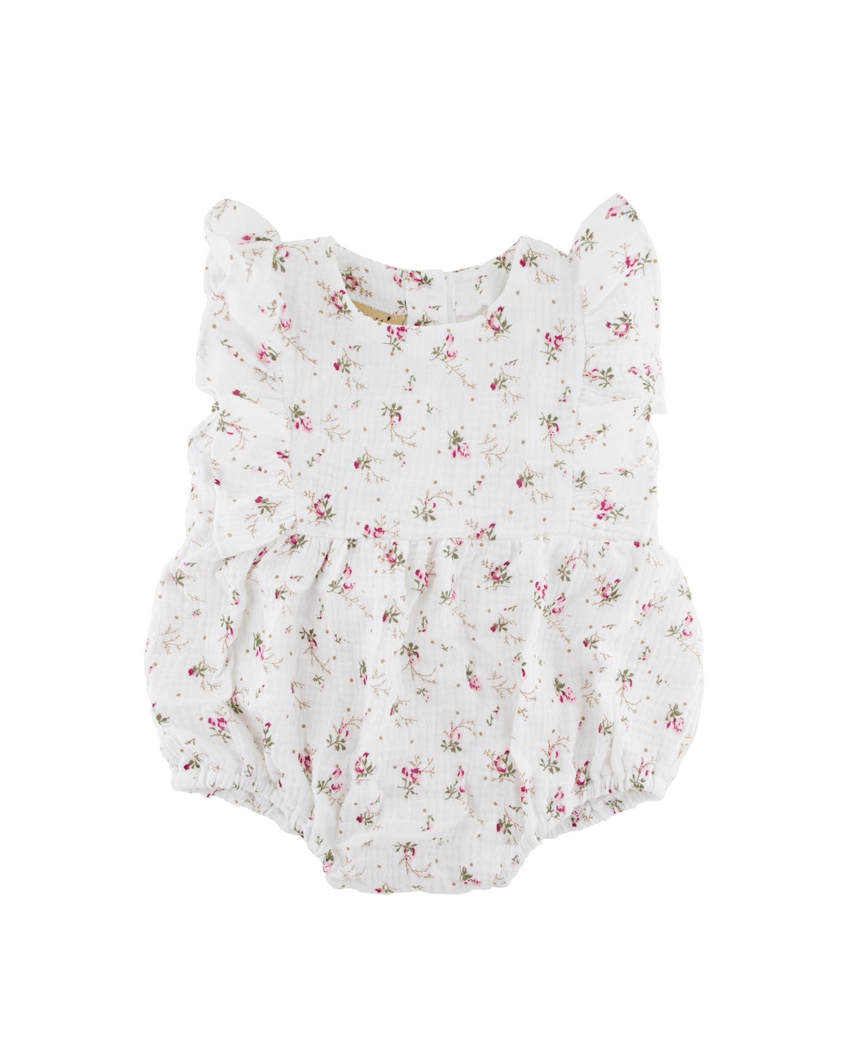 baby girl onesie by Les Vedettes in high quality muslin cotto is shown in wildflower