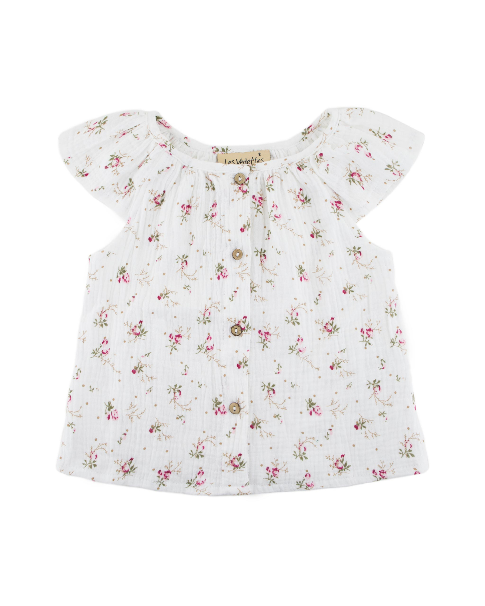 girls shirt in wildflower by Les Vedettes in high quality muslin cotton