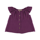 girls top Lilou in aubergine burgundy or maroon muslin cotton by Les Vedettes