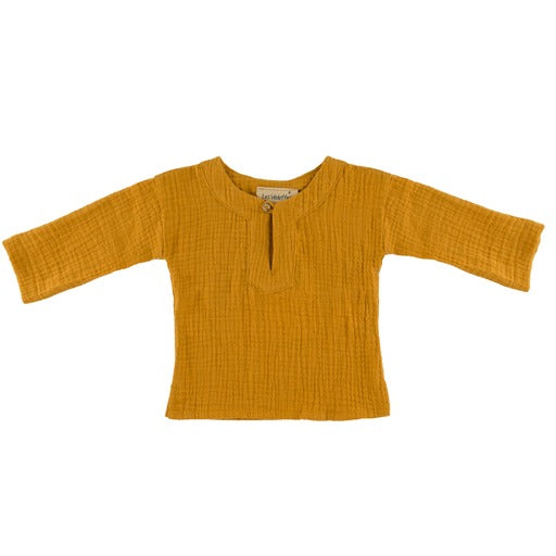 Boys Long Sleeve Alex blouse - Mustard - 3months-8years - Muslin Cotton