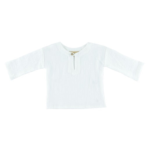 Boys Long Sleeve Alex blouse - White - 3months-8years - Muslin Cotton