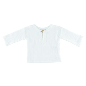 Boys Long Sleeve Alex blouse - White - 3months-8years - Muslin Cotton
