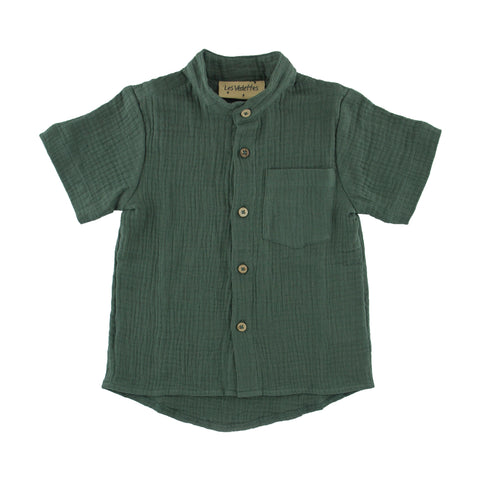 Boys Short Sleeve Round Neck Raphael Shirt - Khaki - 3months-8years -  Muslin Cotton