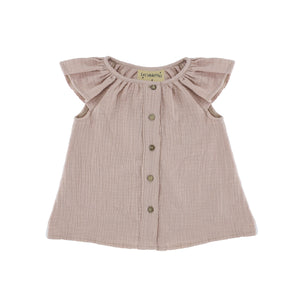 Girls Short Sleeve Lilou Top - Soft Pink - 6months-8years - Muslin Cotton