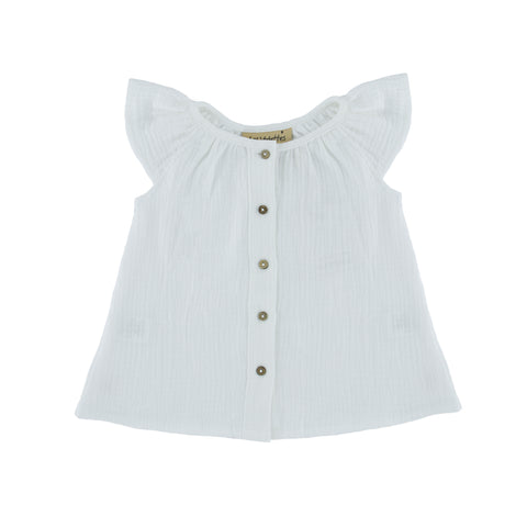 Girls Short Sleeve Lilou Top - White - 6months-8years - Muslin Cotton
