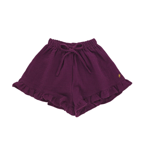 Charlene - frilled shorts - aubergine