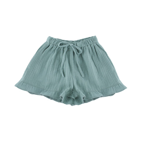 Girls Frilled Charlene Shorts - Soft Green - 2-10 years - Muslin Cotton