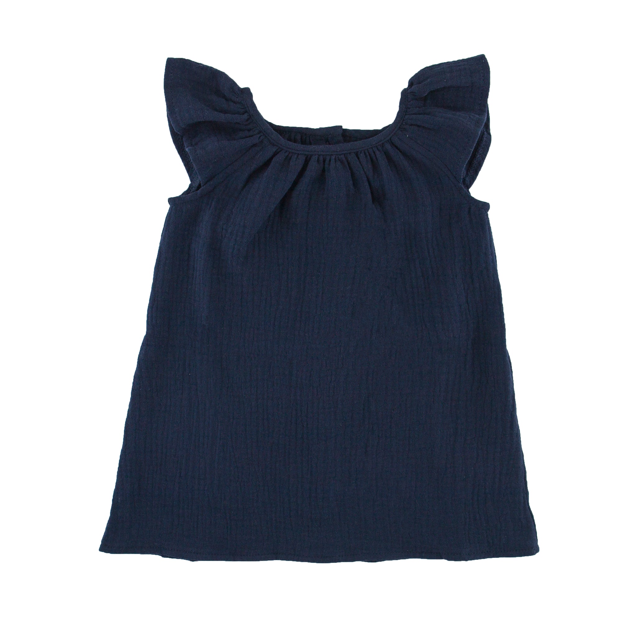 Girl's Short Sleeve Rosie Dress - Night Blue - 6 months - 8 years - Muslin Cotton