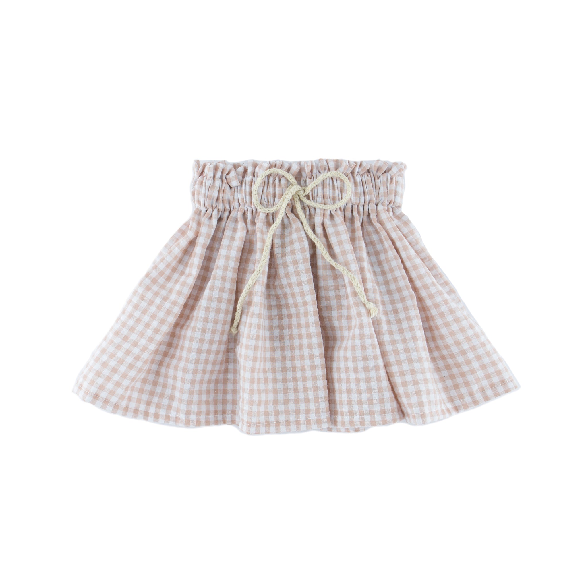 Girl's Sienna Skirt - Checkered Soft Pink - 1-8 years - Seersucker Polycotton